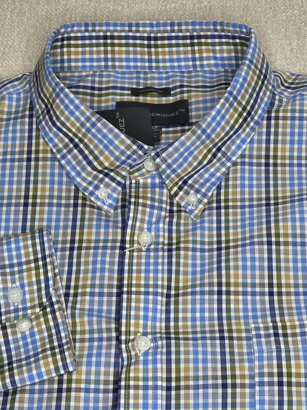 Wilke Rodriguez Shirt Mens 4XL Tall Modern Fit Plaid 100% Cotton Button Down NWT